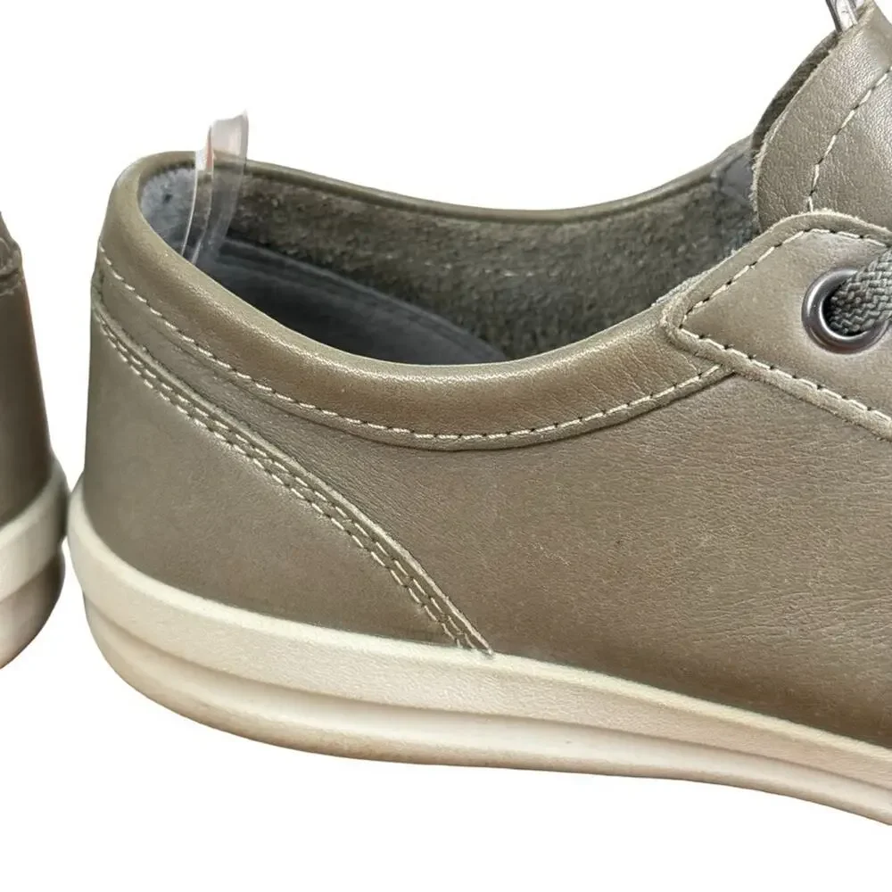 Keen Lorelai Sneakers Olive Green Leather Lace Up Sneakers Casual Shoes sz 6